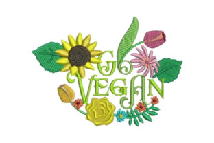 Go Vegan: A Charming Machine Embroidery Design for Plant-Based Gifts
