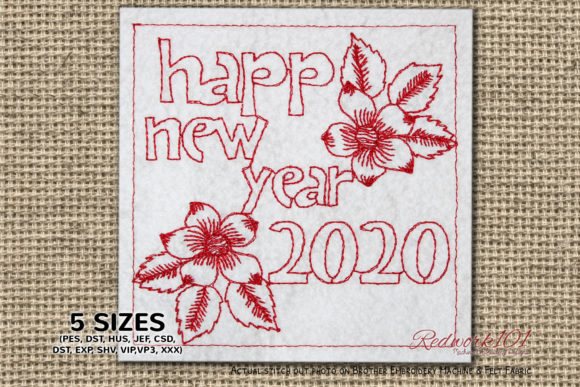 Review: Happy New Year Floral Design Redwork for Boutiques